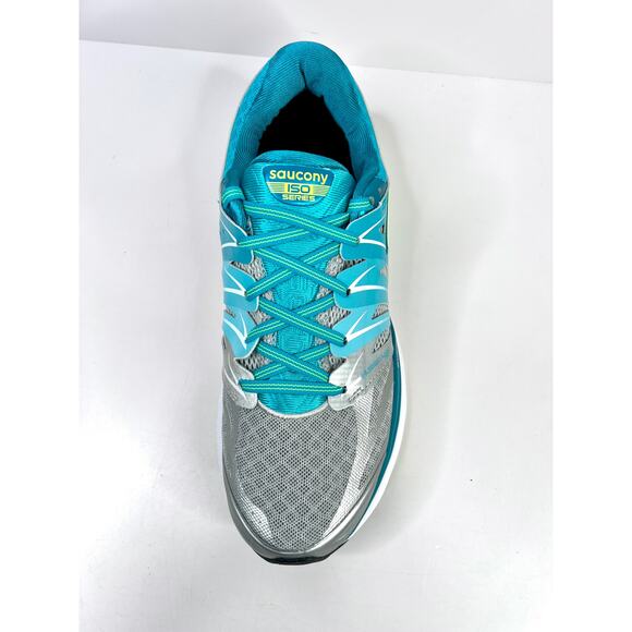 Saucony Size 10 Hurricane ISO 2 Womens Athletic Running Shoes BLUE/SILVER/CITRON - Picture 10 of 16
